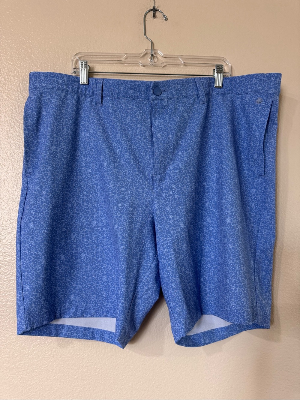 adidas Ultimate365 9-Inch Printed Golf Shorts Men's 40 Blue Fusion